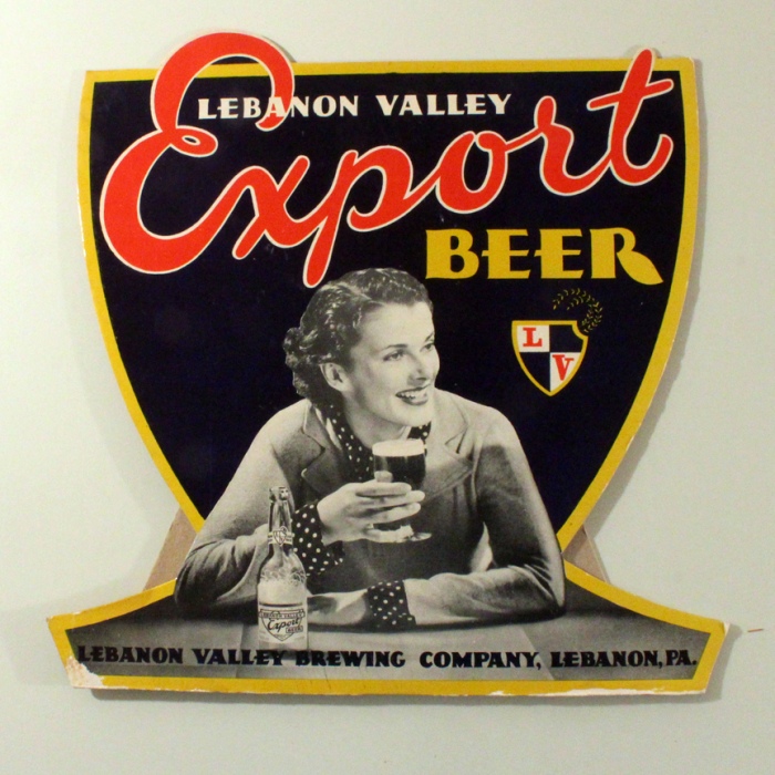 Lebanon Valley Export Beer DieCut Cardboard Sign at