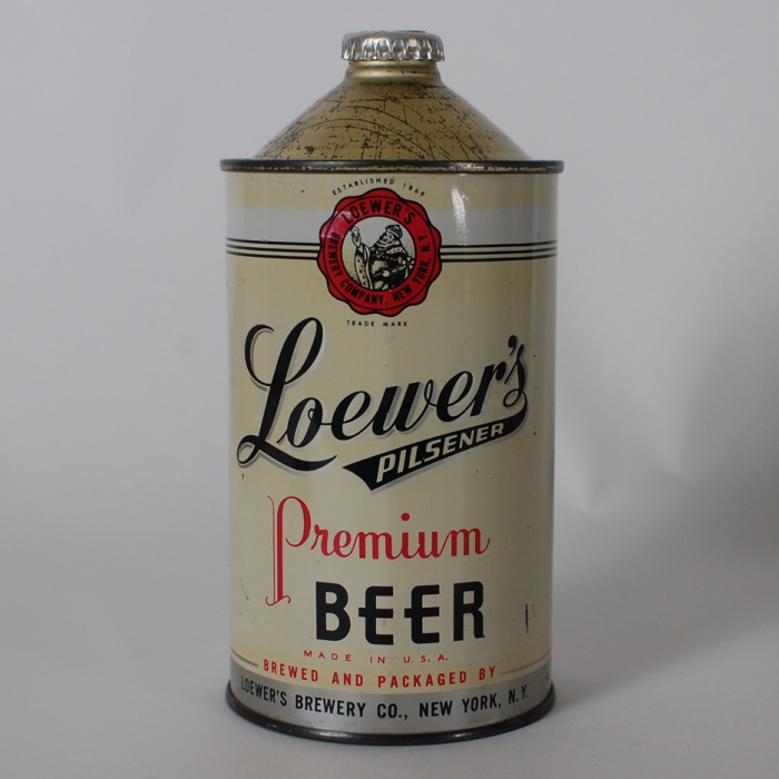 Loewer's Pilsener Quart Cone Beer Can at