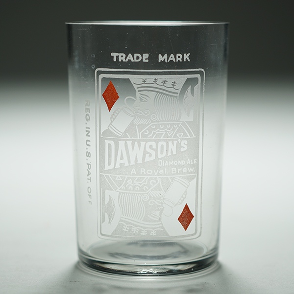Dawson's King of Diamonds Playing Card WIDE Etched Glass Beer