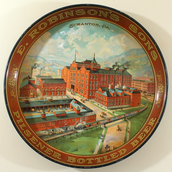 E. Robinson's Sons Scranton, PA Round Factory Tray at
