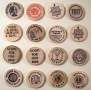 16 Different Wooden Nickels From Wisconsin Bars Photo 2